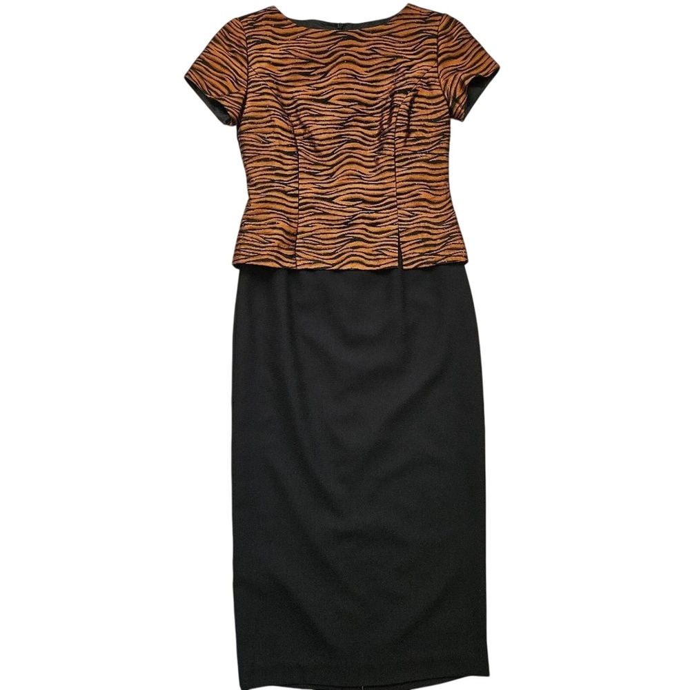 Jessica Howard Dress Sz 8 Long Animal Print Rhinestone Cocktail‎ Formal GUC